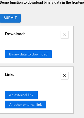 Screenshot of categorical buttons