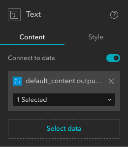 demo text widget connected to a data source